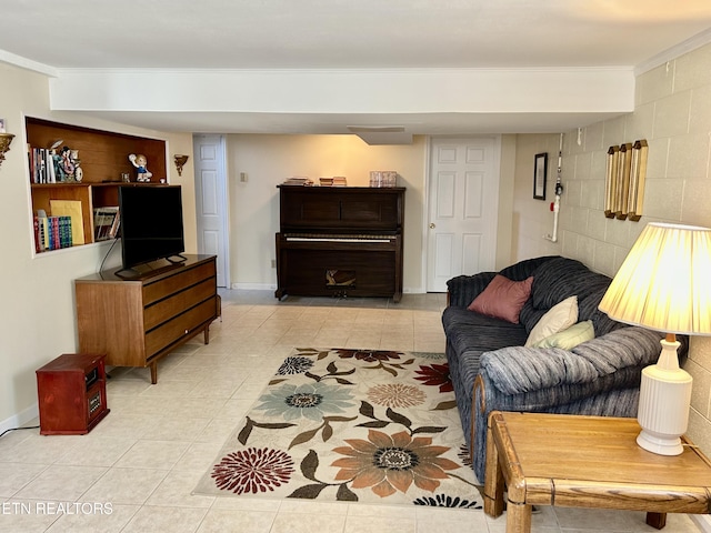 762 Commanche Dr, Jefferson City, TN 37760 - living area featuring crown molding, light tile patterned floors, and baseboards