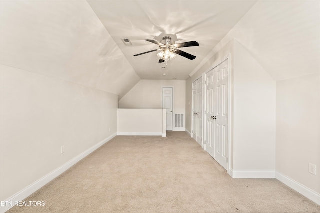 7830 Thomas Henry Way, Knoxville, TN 37938 - bonus room featuring a ceiling fan, light carpet, baseboards, and vaulted ceiling