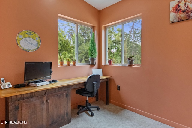 2115 Riverview Dr, Dandridge, TN 37725 - home office featuring healthy amount of natural light, built in desk, and baseboards
