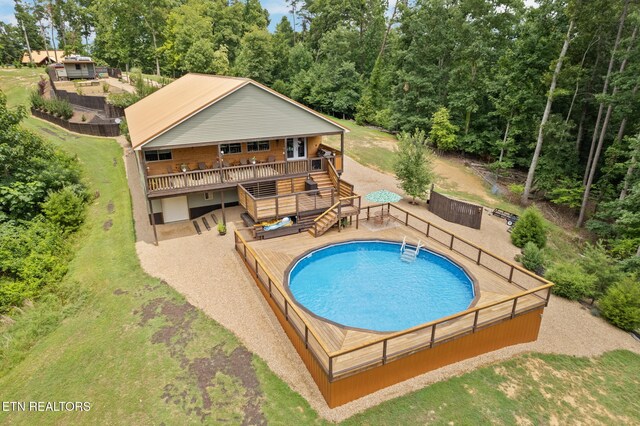 2115 Riverview Dr, Dandridge, TN 37725 - swimming pool with a wooden deck