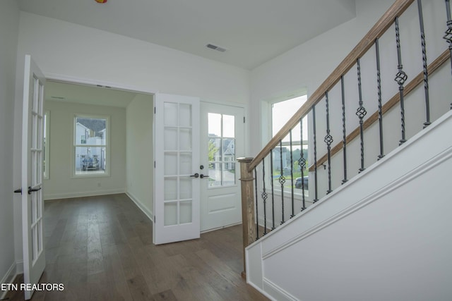 349 Ivey Farms Ln, Farragut, TN 37934 - entryway featuring french doors, dark wood-style floors, and stairs