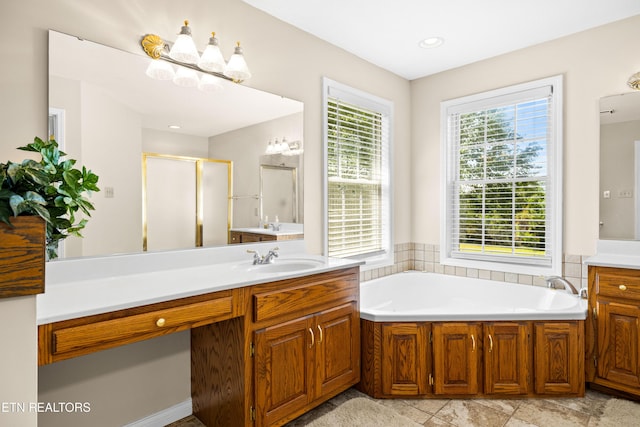 178 Scenic Hill Ln, Lenoir City, TN 37771 - bathroom with vanity, a stall shower, and a bath