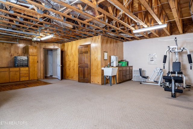 178 Scenic Hill Ln, Lenoir City, TN 37771 - below grade area with carpet flooring and concrete block wall