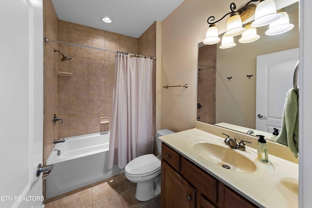 4921 Willow Bluff Cir, Knoxville, TN 37914 - bathroom with toilet, vanity, shower / bath combo, and tile patterned flooring