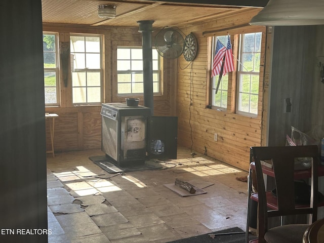 3101 Watson Rd, Loudon, TN 37774 - dining room featuring healthy amount of natural light, wood walls, and wood ceiling