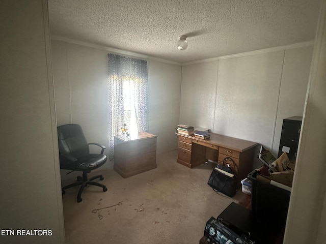 3101 Watson Rd, Loudon, TN 37774 - office area with a decorative wall, a textured ceiling, and crown molding