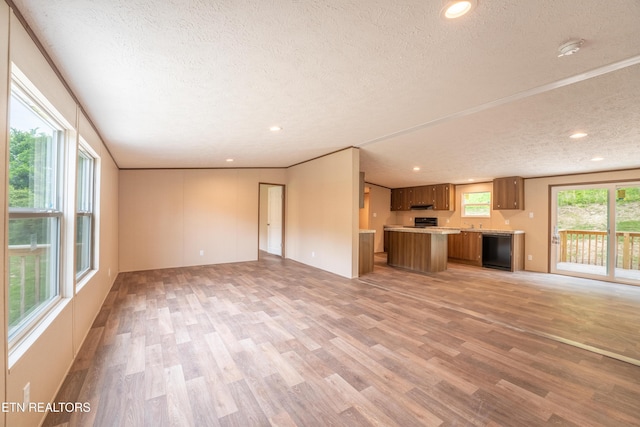 1587 Sweetwater Rd, Philadelphia, TN 37846 - unfurnished living room with a textured ceiling, light wood-type flooring, and recessed lighting