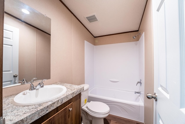 1587 Sweetwater Rd, Philadelphia, TN 37846 - bathroom featuring toilet, vanity, wood finished floors, and shower / washtub combination