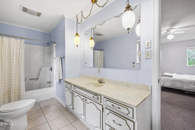 10628 Sandpiper Ln, Knoxville, TN 37922 - full bath with vanity, shower / bathtub combination with curtain, crown molding, toilet, and ensuite bathroom