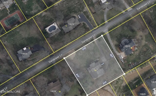 10628 Sandpiper Ln, Knoxville, TN 37922 - map of property location with property parcel outlined