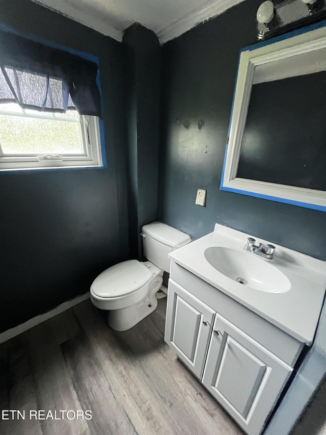 142 W Wadsworth Cir, Oak Ridge, TN 37830 - bathroom featuring toilet, vanity, wood finished floors, and baseboards