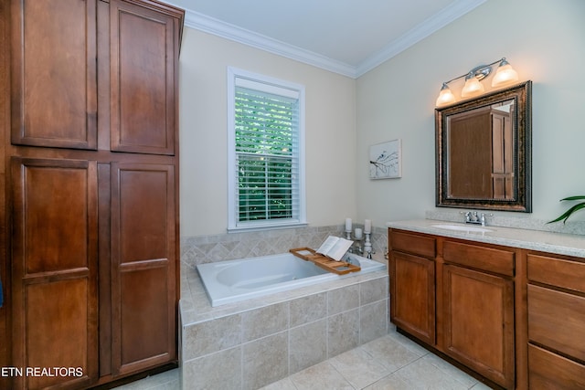 1101 Main St Unit 19, Loudon, TN 37774 - bathroom with vanity, a garden tub, ornamental molding, and tile patterned floors