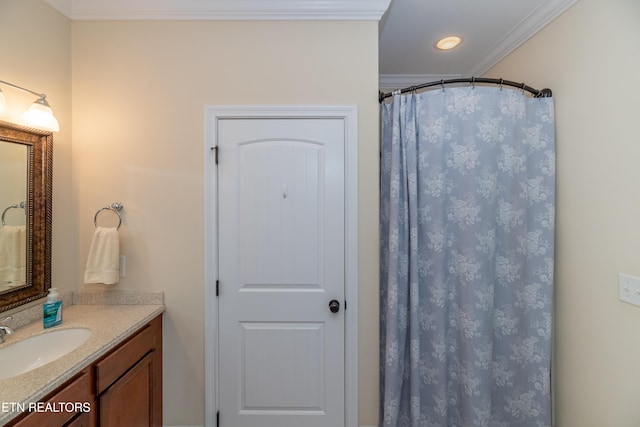 1101 Main St Unit 19, Loudon, TN 37774 - full bath featuring vanity, recessed lighting, ornamental molding, and a shower with shower curtain