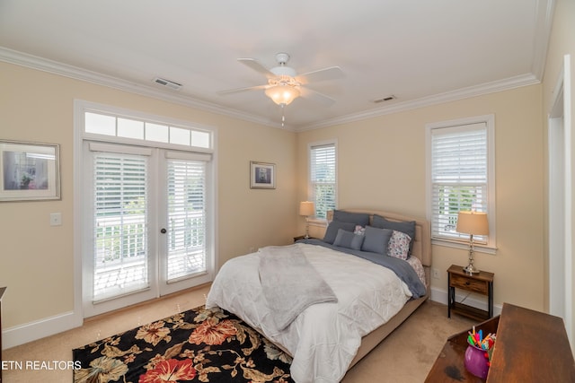 1101 Main St Unit 19, Loudon, TN 37774 - bedroom with access to exterior, ornamental molding, multiple windows, and light carpet
