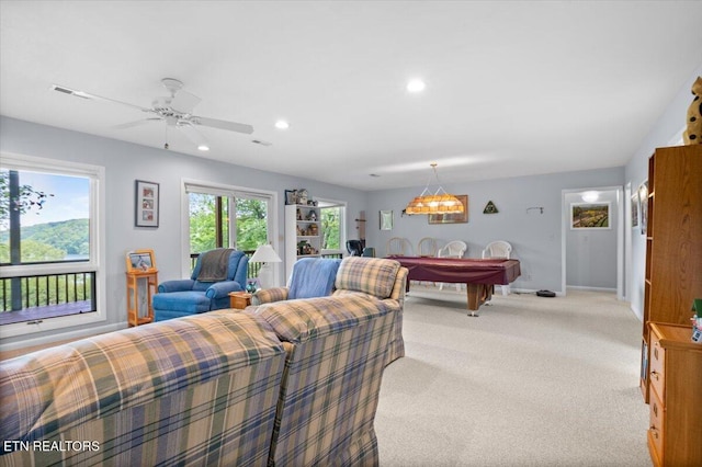 334 Little Buck Ln, Lafollette, TN 37766 - bedroom featuring light carpet, access to outside, billiards, recessed lighting, and baseboards
