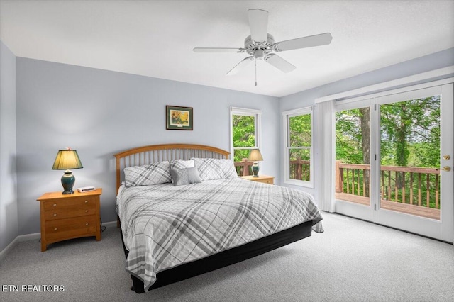 334 Little Buck Ln, Lafollette, TN 37766 - carpeted bedroom with access to outside, baseboards, and ceiling fan