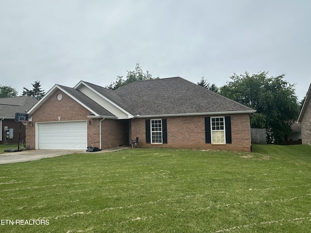 1847 Andy Ln, Maryville, TN 37803 - view of front of property with a garage, a front lawn, brick siding, and concrete driveway