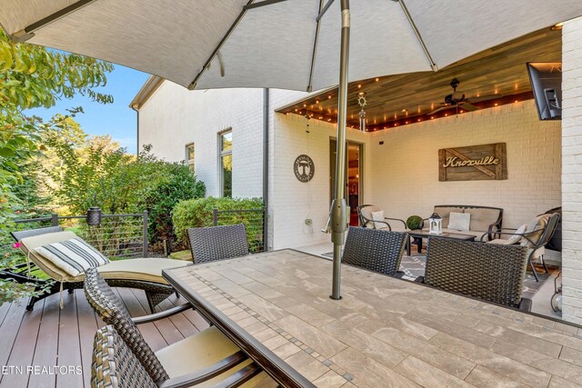 211 Cool Springs Blvd, Knoxville, TN 37934 - view of patio with outdoor dining space, outdoor lounge area, and ceiling fan