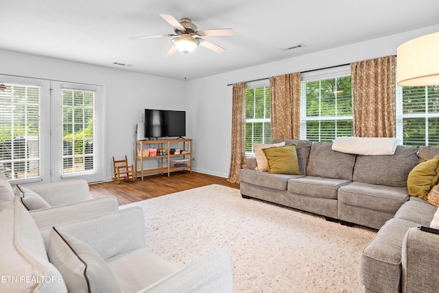1625 Linden Hall Dr, Alcoa, TN 37701 - living area featuring plenty of natural light, a ceiling fan, and wood finished floors