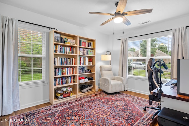 1625 Linden Hall Dr, Alcoa, TN 37701 - office featuring wood finished floors, a ceiling fan, and healthy amount of natural light