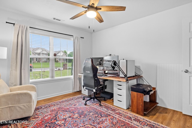 1625 Linden Hall Dr, Alcoa, TN 37701 - home office with wood finished floors and a ceiling fan