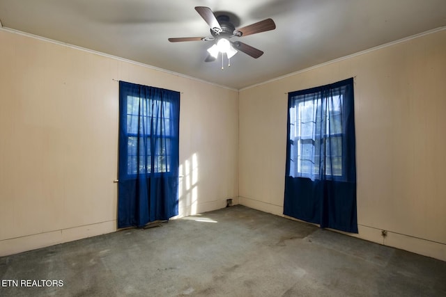 883 Old Harriman Hwy, Harriman, TN 37748 - carpeted empty room featuring ornamental molding and ceiling fan