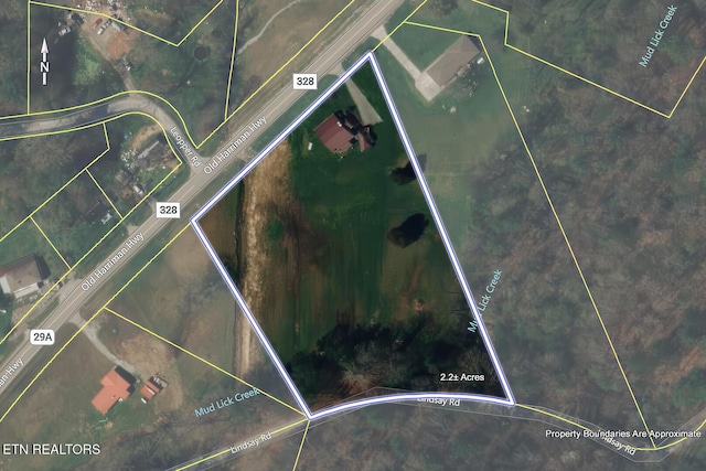 883 Old Harriman Hwy, Harriman, TN 37748 - map of property location with property boundaries highlighted