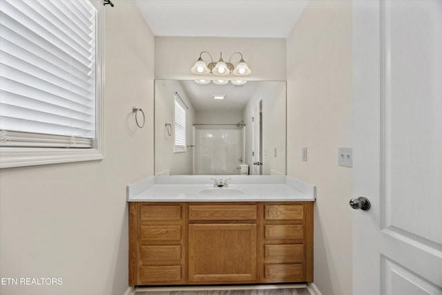 9934 Thunderbolt Way, Knoxville, TN 37923 - bathroom with a shower, vanity, and baseboards