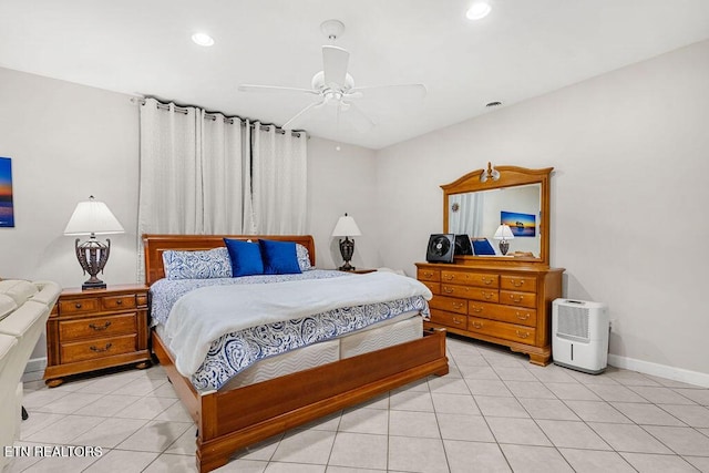 257 Copenhaver Rd, Lenoir City, TN 37771 - bedroom with light tile patterned floors, recessed lighting, baseboards, and a ceiling fan