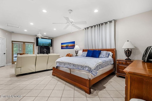 257 Copenhaver Rd, Lenoir City, TN 37771 - bedroom with recessed lighting, light tile patterned flooring, and ceiling fan