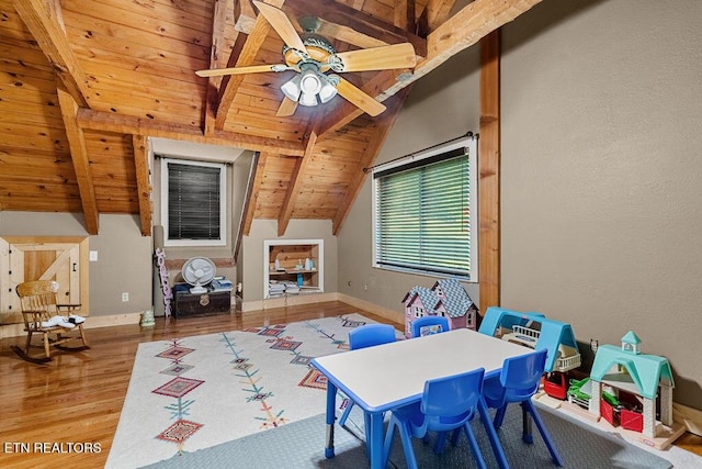 257 Copenhaver Rd, Lenoir City, TN 37771 - recreation room featuring wooden ceiling, wood finished floors, ceiling fan, and baseboards