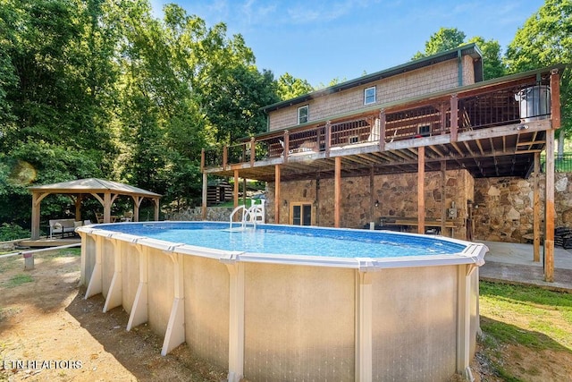 257 Copenhaver Rd, Lenoir City, TN 37771 - outdoor pool featuring a gazebo and a wooden deck