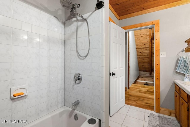257 Copenhaver Rd, Lenoir City, TN 37771 - full bath with bathing tub / shower combination, tile patterned flooring, vanity, and wooden ceiling