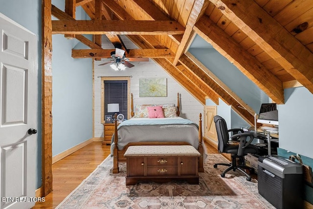 257 Copenhaver Rd, Lenoir City, TN 37771 - bedroom with wood ceiling, a desk, wood finished floors, and baseboards