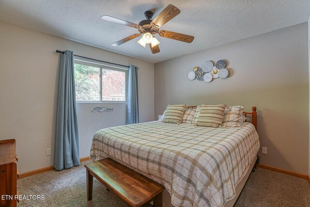 129 Bridgeview Ln, Lafollette, TN 37766 - bedroom featuring light colored carpet, baseboards, ceiling fan, and a textured ceiling