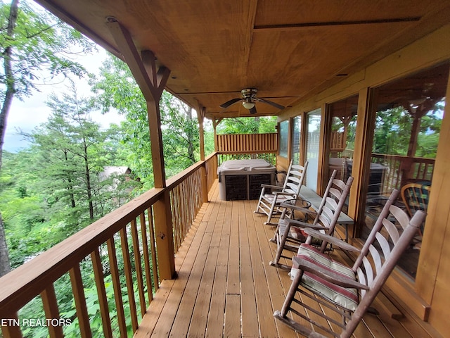 2859 Eagle Crest Way, Sevierville, TN 37876 - wooden deck with a ceiling fan and grilling area