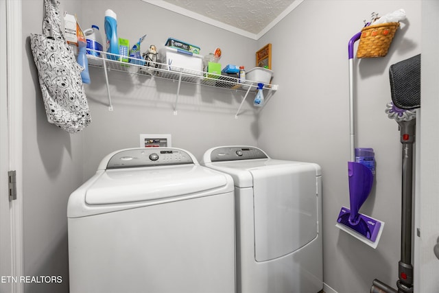 235 Neely Dr, New Tazewell, TN 37825 - laundry room featuring washing machine and clothes dryer and ornamental molding