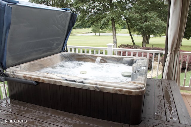 120 Lakeside Dr, Kingston, TN 37763 - wooden deck featuring a hot tub