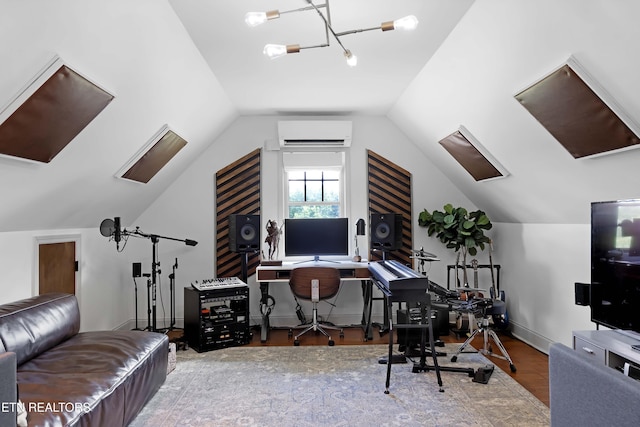 2811 Pleasant View Ave, Maryville, TN 37803 - office featuring a wall unit AC, lofted ceiling, and wood finished floors