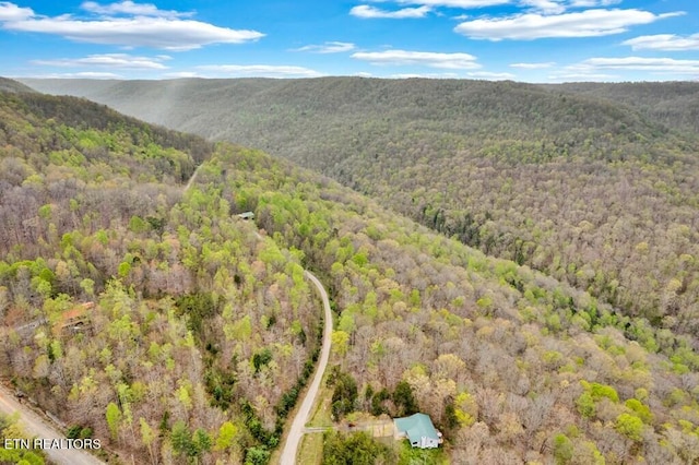 108 W Bobcat Ln, Wilder, TN 38589 - drone / aerial view of a heavily wooded area and a mountain backdrop