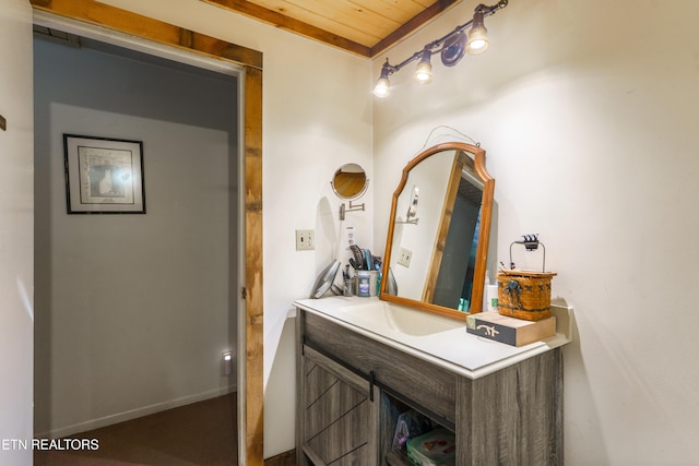 4349 Locust Ridge Rd, Sevierville, TN 37876 - bathroom with wood ceiling and vanity