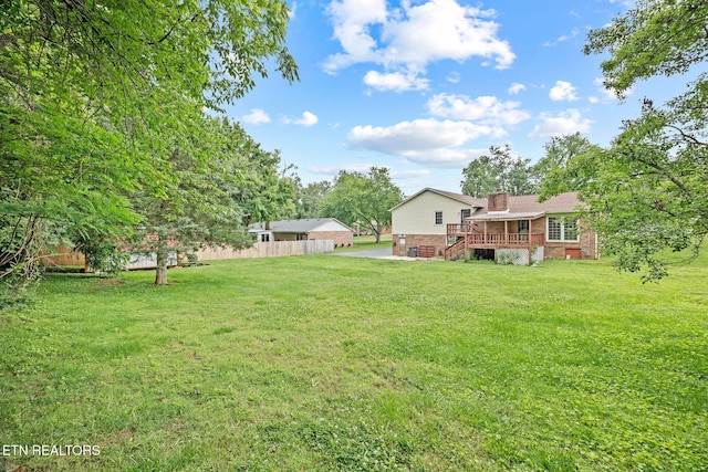 1036 Hawthorn Dr, Cookeville, TN 38501 - view of yard featuring a deck and stairs