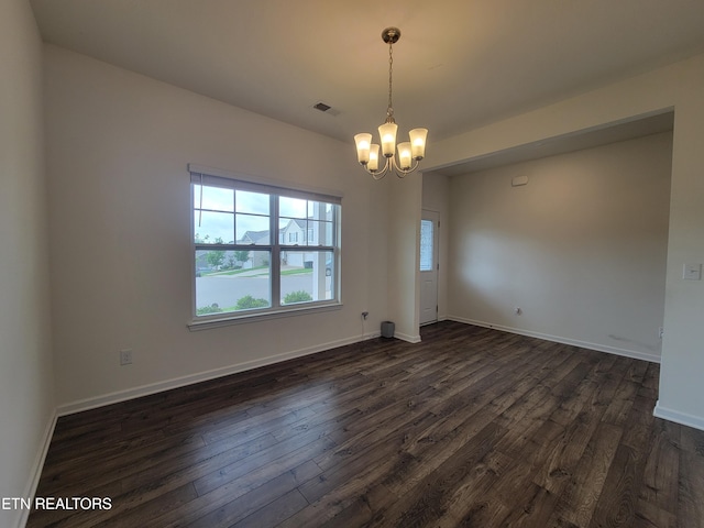 12043 Lillibridge Crossing Ln, Knoxville, TN 37932 - empty room with a chandelier, dark wood-style floors, and baseboards