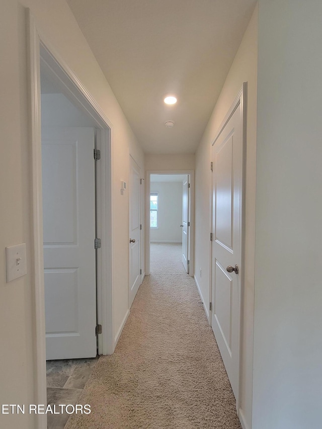 12043 Lillibridge Crossing Ln, Knoxville, TN 37932 - hall featuring light carpet, baseboards, and recessed lighting