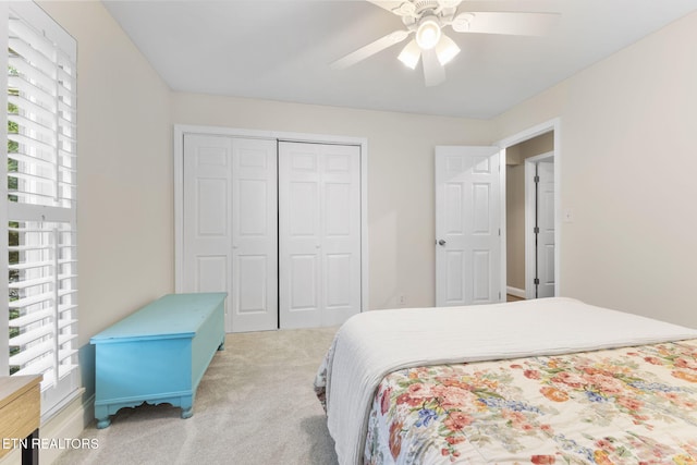 120 Cooper Cir, Oak Ridge, TN 37830 - bedroom featuring carpet, a closet, and ceiling fan