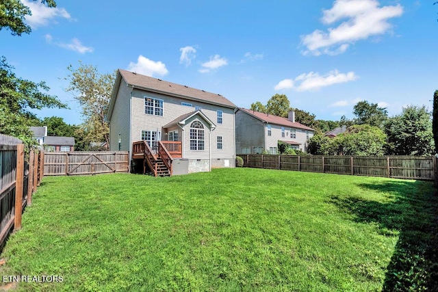 1213 Vale View Rd, Knoxville, TN 37922 - back of property with crawl space, a wooden deck, and stairway