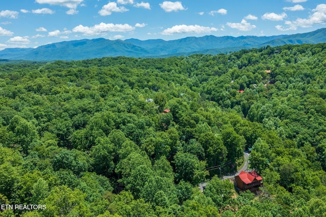 2261 Beach Front Dr, Sevierville, TN 37876 - bird's eye view of a heavily wooded area and a mountain backdrop