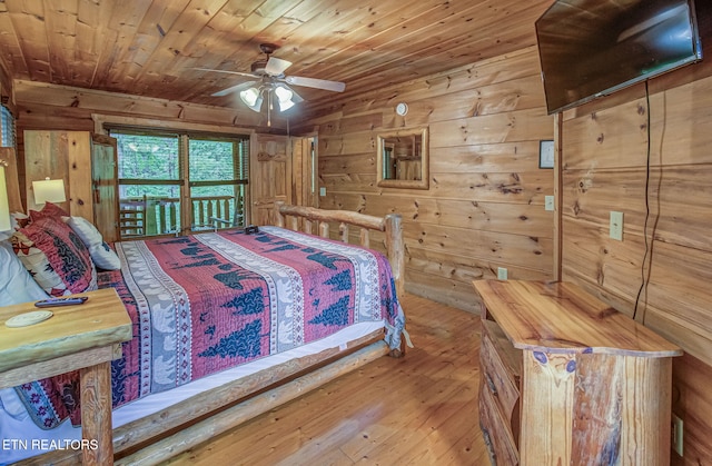 2261 Beach Front Dr, Sevierville, TN 37876 - bedroom featuring wood walls, wood ceiling, and wood-type flooring