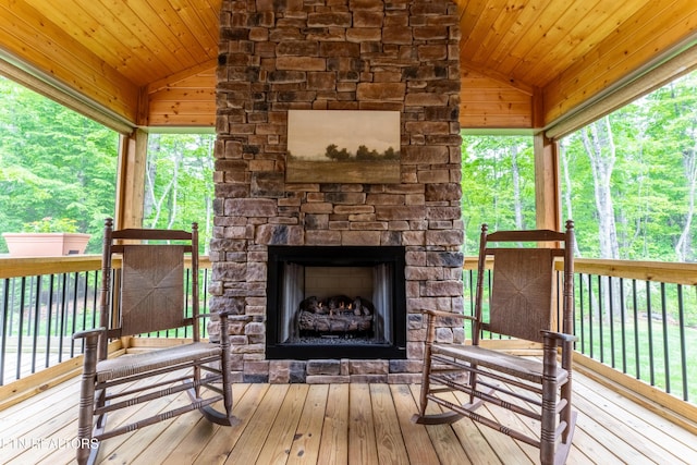233 Albemarle Cir, Fairfield Glade, TN 38558 - wooden terrace with an outdoor stone fireplace