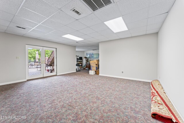 827 Knight Bridge Rd, Maryville, TN 37803 - unfurnished room with a paneled ceiling, carpet, french doors, and baseboards